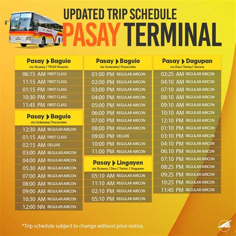 victory pasay trip schedule